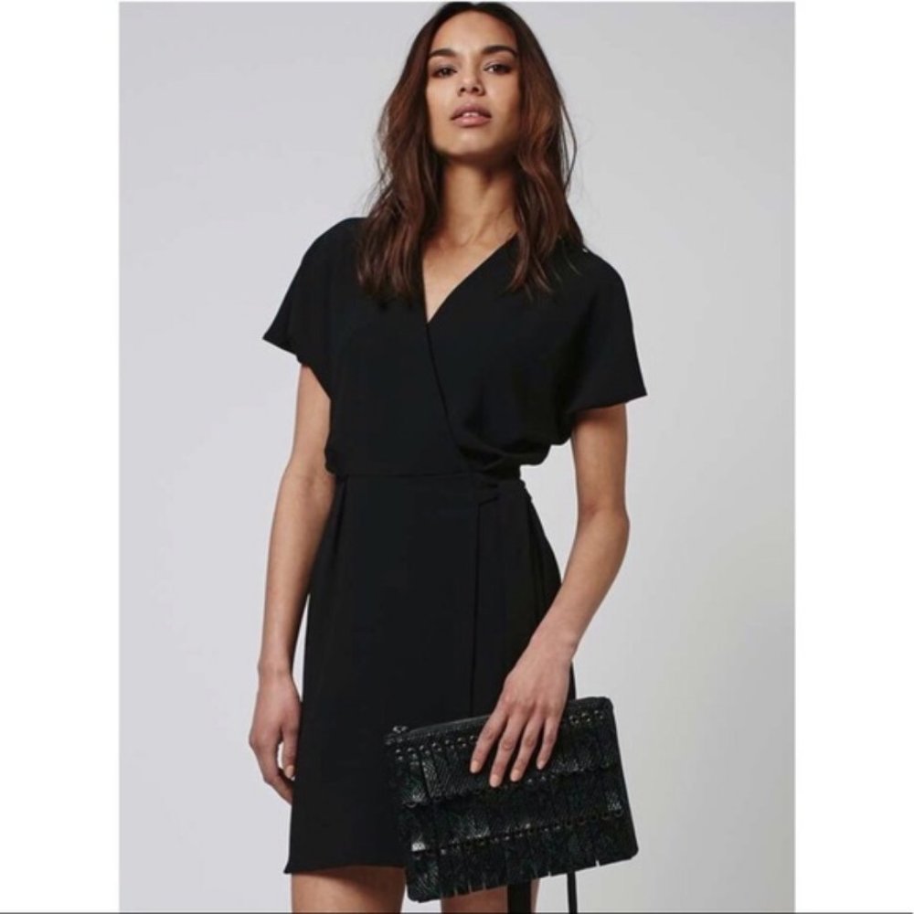 Topshop Black Mini Wrap Dress US Size 2